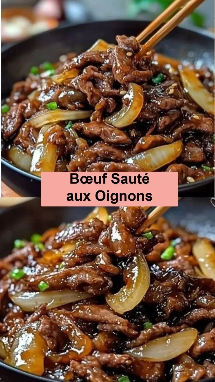 Bœuf sauté aux oignons, plat savoureux pour un dîner rapide et délicieux