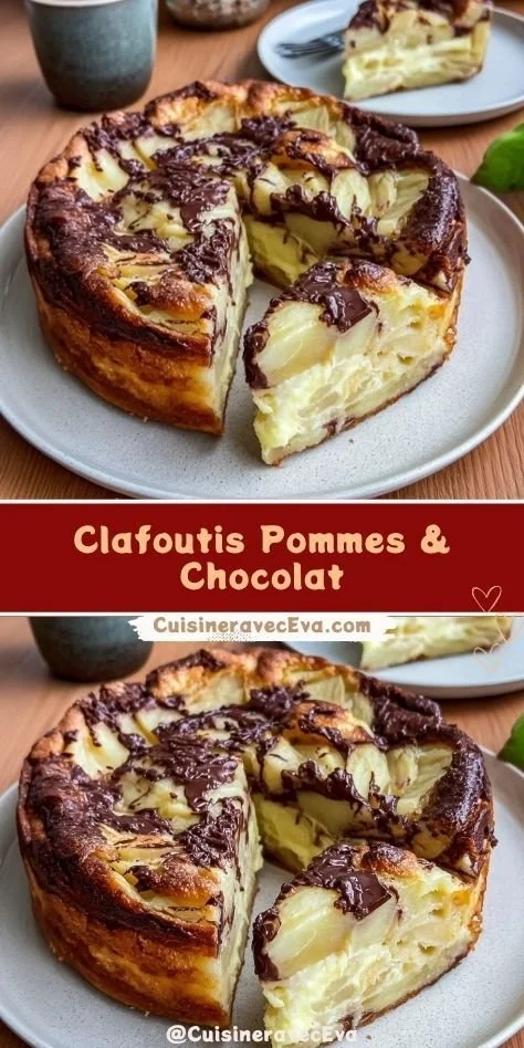Clafoutis Pommes et Chocolat, un dessert fondant et gourmand avec des fruits
