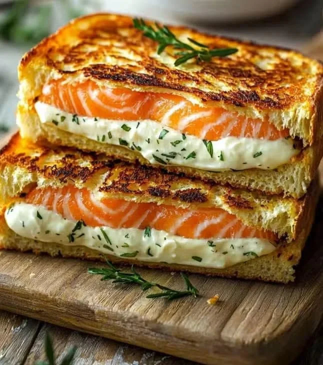 Croque-Monsieur Saumon et Boursin prêt en 15 minutes, savoureux et croustillant.