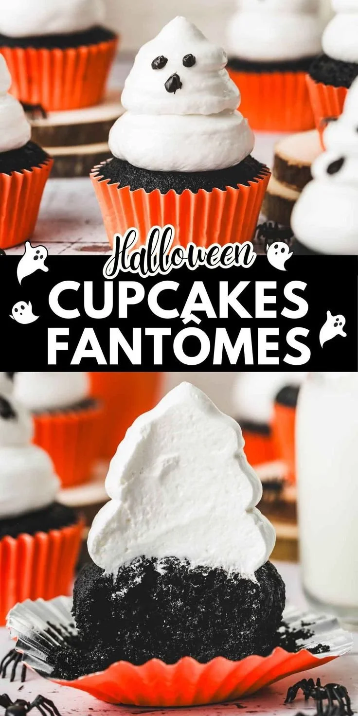 Cupcakes Halloween fantômes décorés pour une fête effrayante et amusante