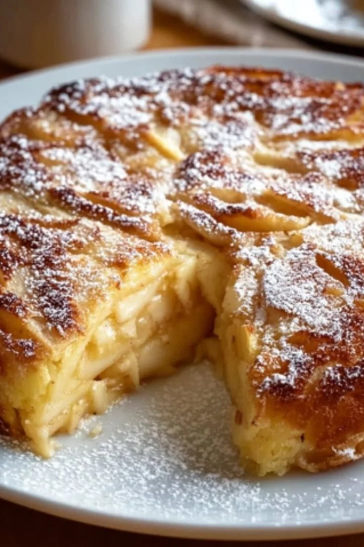 Gâteau moelleux aux pommes fait maison sur une assiette