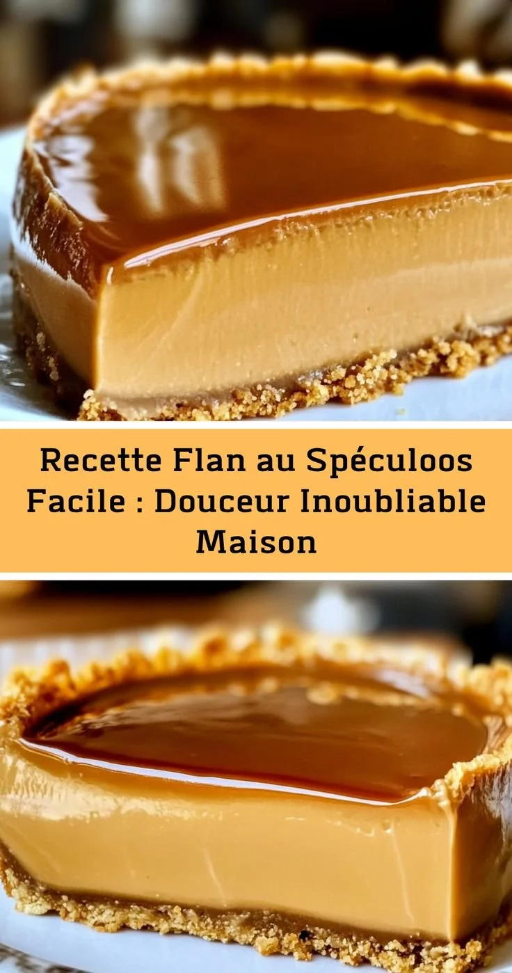 Flan au Spéculoos crémeux et délicieux présenté dans un plat élégant