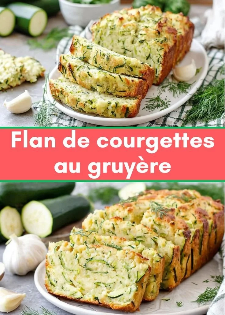 Flan de courgettes au gruyère, recette légère et savoureuse.