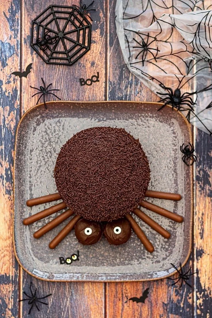 Gâteau araignée décoré pour Halloween, recette d'Amandine Cooking