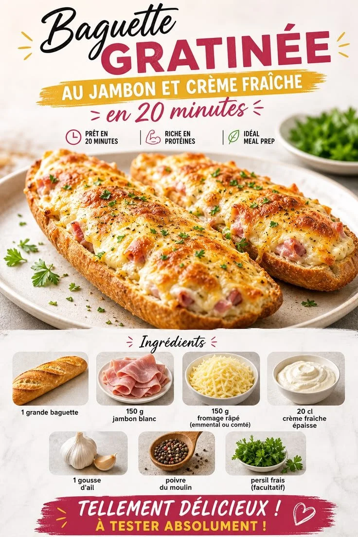 Gratinée de Baguette savoureuse prête à déguster comme snack gourmand