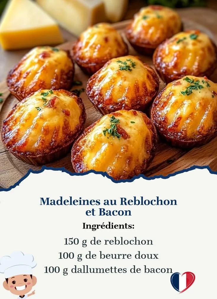 Madeleines au reblochon et bacon, recette gourmande et originale.