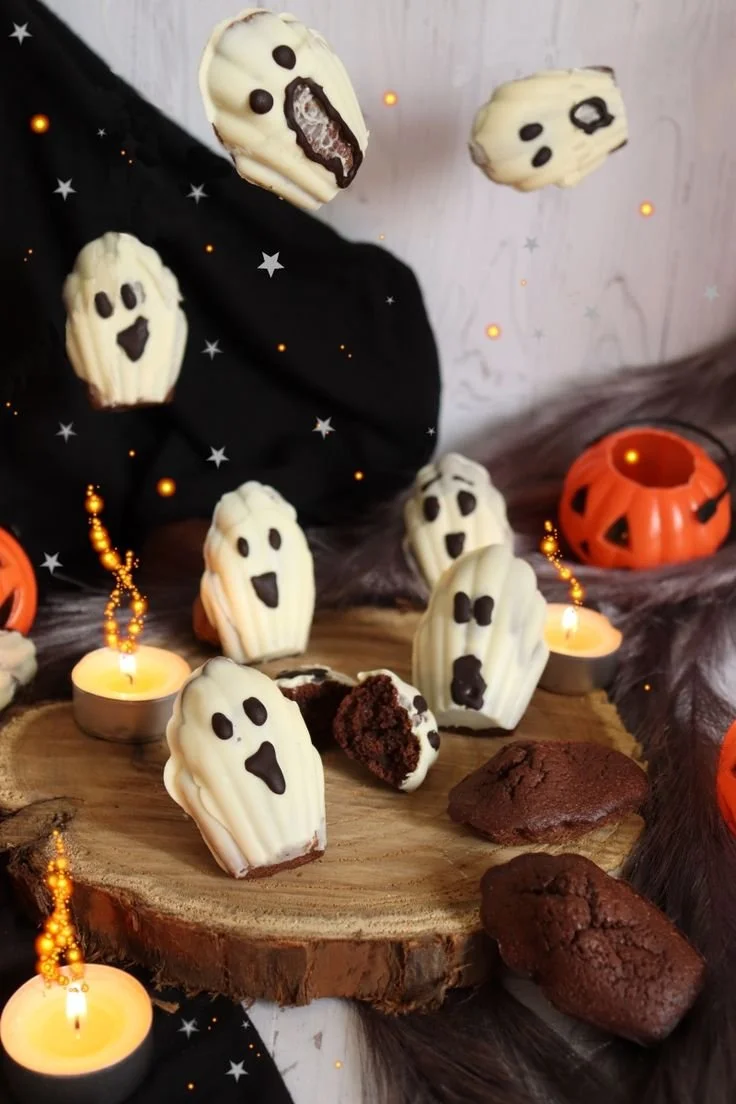 Madeleines choco fantômes individuelles pour Halloween