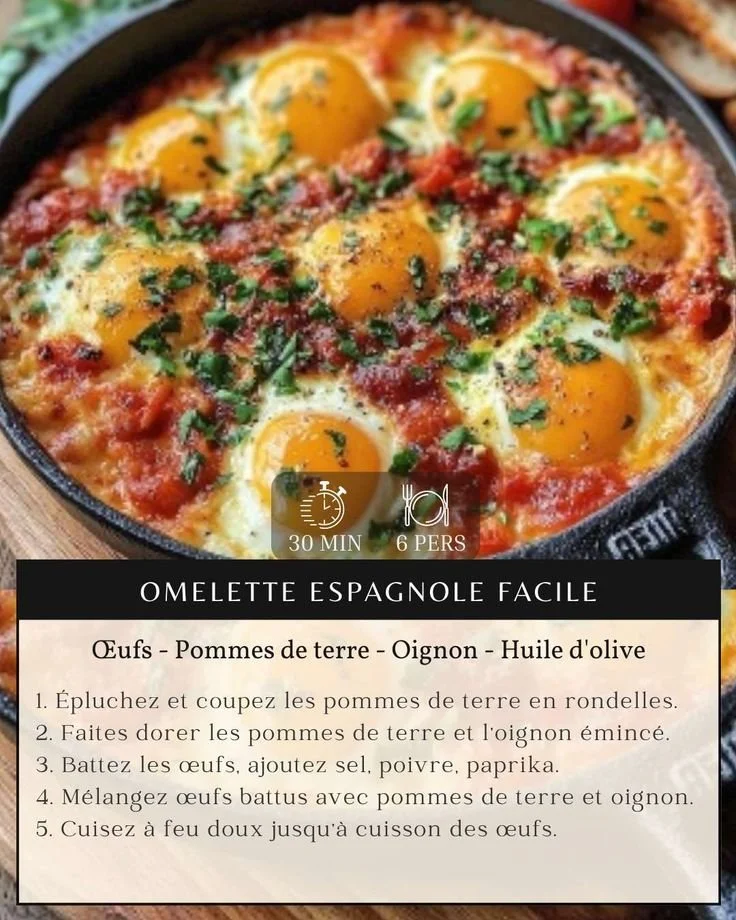 Omelette espagnole facile et savoureuse, prête à être dégustée.