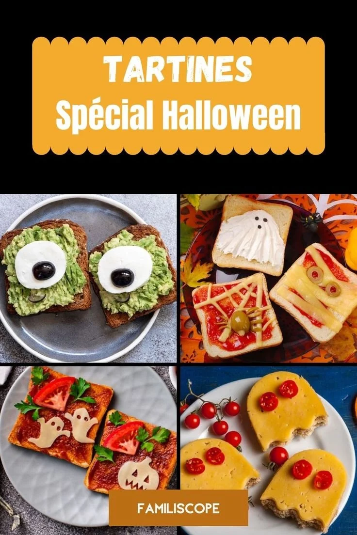 Tartines créatives pour Halloween avec des décorations festives