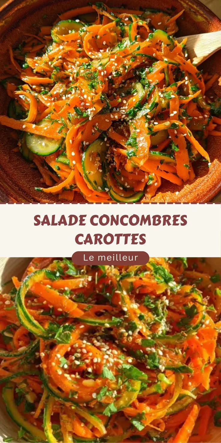 Salade de concombres et carottes maison, idéale pour les repas d'été