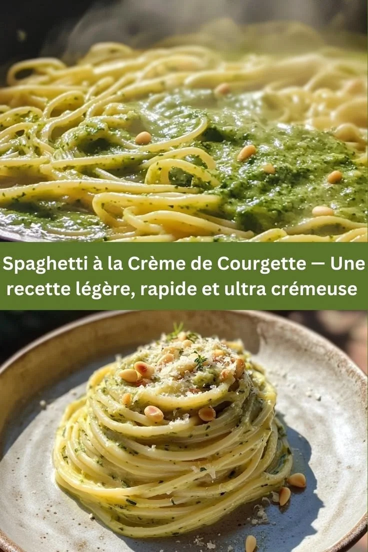 Assiette de spaghetti courgette à la crème, un plat délicieux et léger.