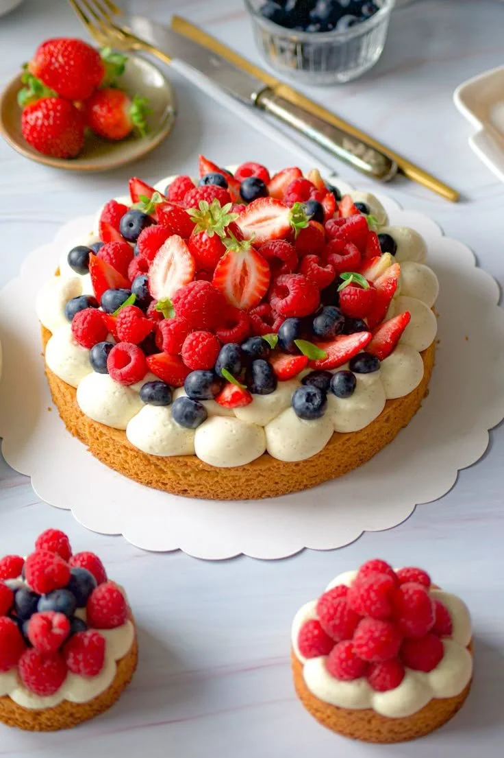 Tarte aux fruits rouges sur sablé breton avec un goût exquis
